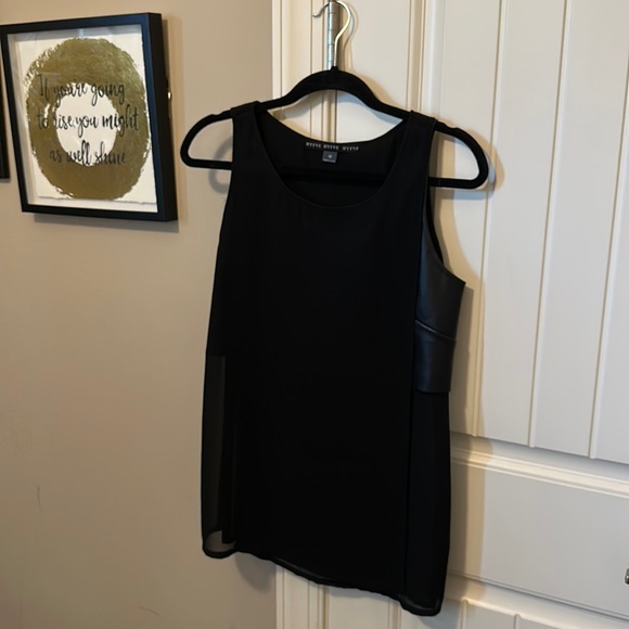 Gorgeous Sheer & Faux LeatherTop - Picture 1 of 5